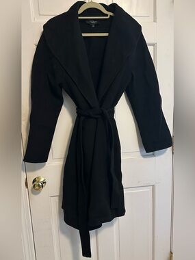 Talbots Black Wrap Coat with Shawl Collar